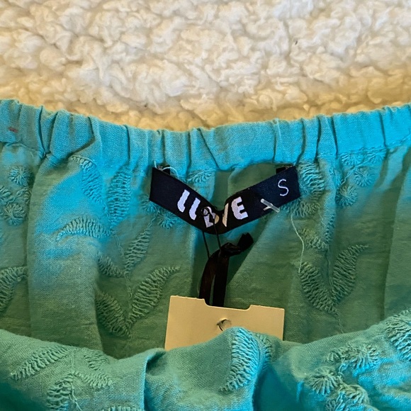 ❤️NWT❤️teal off the shoulder lace trim crop top - Picture 5 of 9